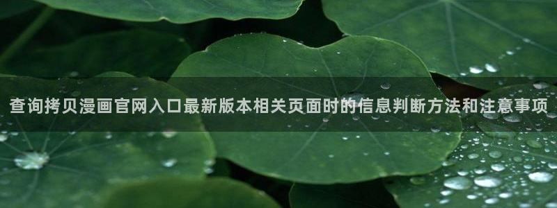 梦漫漫画免费阅读:查询拷贝漫画官网入口最新版本相关页面时的信息判断方法和注意事项