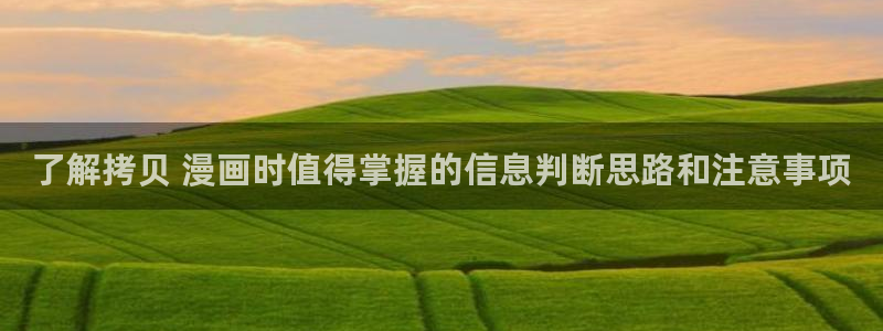 梦漫漫画应用软件:了解拷贝 漫画时值得掌握的信息判断思路和注意事项