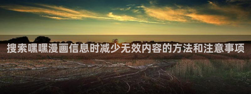 梦漫漫画玄幻漫画:搜索嘿嘿漫画信息时减少无效内容的方法和注意事项